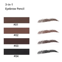 Crayon à sourcils 3 en 1, poudre à sourcils et pinceau, waterproof, 4 teintes, logo personnalisé, cosmétiques en gros