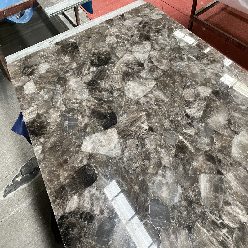 Smoky Grey Quartz Halfedelstenen Crystal Grijs Edelsteen Stenen Voor Backlit Wandtegel En Aanrecht Platen