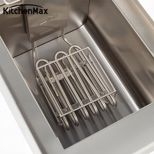 Friteuse électrique compacte double KitchenMax 13L, design de table en acier inoxydable pour poulet frit, frites, snacks - Product Image 6