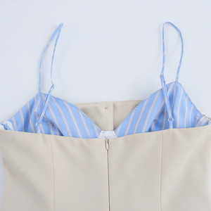 Robe plissée à bretelles fines en popeline, style européen et américain, nouvelle collection printemps, vente en gros pour femmes - Product Image 4
