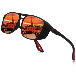 Wow Custom Sport <b>Sunglasses</b> Black Frame <b>Blue</b> Mirror Lens Polarized UV400 Protection Outdoor Cycling Driving Unisex - Product Image 2