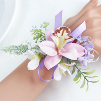 Ensemble de boutonnières et de corsages de poignet pour mariage, orchidée artificielle en soie, résistant à l'eau et aux UV, pour la mariée, le marié, les invités et les demoiselles d'honneur