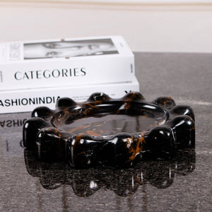 Vente en gros de cendrier moderne français de luxe en travertin et marbre noir et or naturel avec lumière pour la décoration intérieure - Product Image 4