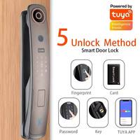 Kunci Pintu Pintar Otomatis Penuh WiFi Nirkabel Sidik Jari Kata Sandi Kartu RFID Aplikasi Kunci Pintu Cerdas untuk Rumah/Hotel Zigbee
