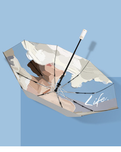 유화 접이식 로고 인쇄 uv 보호 실버 코팅 <span class=keywords><strong>3</strong></span> 배 자동 개폐 다채로운 태양 비 우산 - Product Image 5