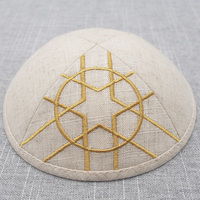 Kippah de Lino Topkipot con Bordado del Logotipo de la Estrella de David, Personalizable, Gorro para Bar Mitzvah, Yarmulke, Kippot al por Mayor, Gorro Judío