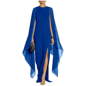 Abito <span class=keywords><strong>da</strong></span> sera formale elegante <span class=keywords><strong>da</strong></span> donna a manica alta Modulare svasata Maxi abito con mantello - Product Image 3