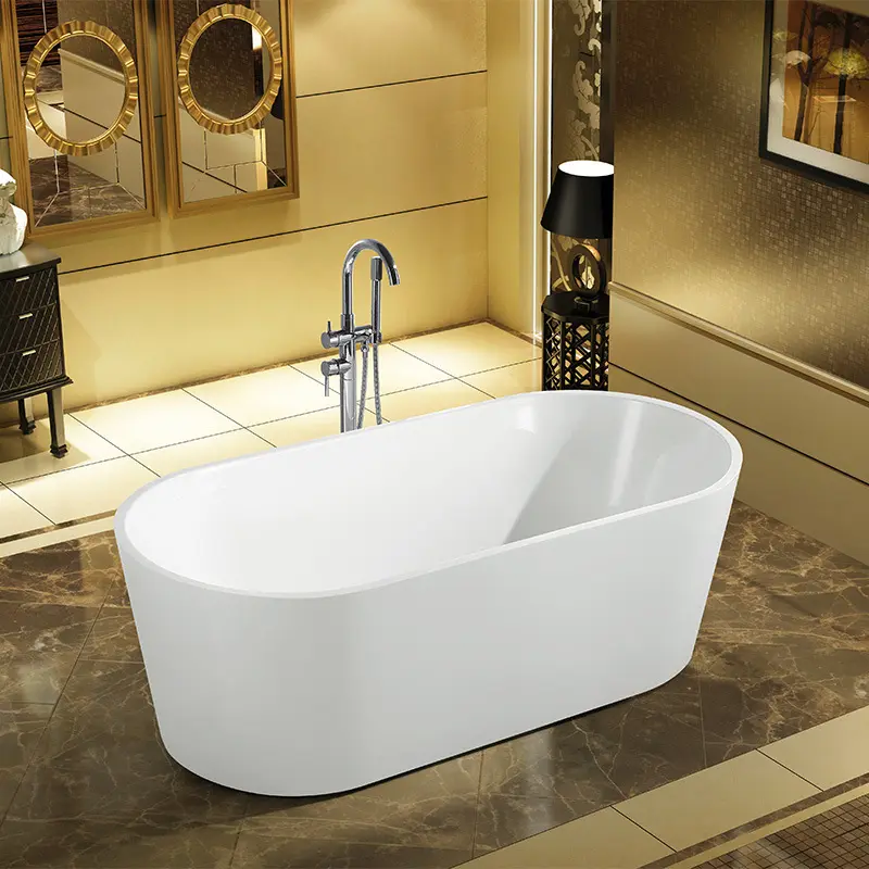 OEM ODM Durable Soaking With Drainer Hotel Villa Bathroom Whirlpool Bathtub Freestanding Bath Tub
