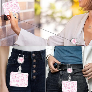 Wholesale horizontal and vertical card <b>holders</b>, <b>ID</b> card <b>holders</b>, double-layer bow tie straps, 360-degree rotating anti-loss - Product Image 4