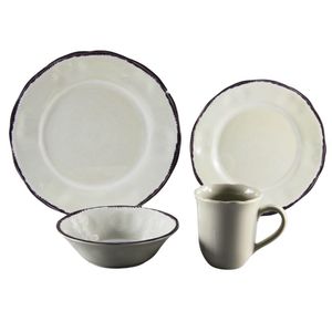 Service de table en mélamine gris minimaliste 16 pièces <span class=keywords><strong>Série</strong></span> Nordique 2026 avec motifs linéaires européens - Product Image 1