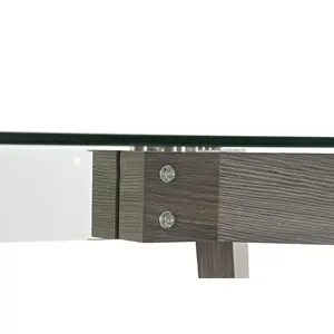 Mesa de Comedor con Tapa de Cristal y MDF, 160 cm de Ancho x 90 cm de Profundidad x 75 cm de Alto, Gris Templado - Product Image 2