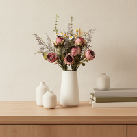 Handgefertigte Realistische Getrocknete Seidenrosen Künstliche Blumen Wasserdicht für Hochzeitssträuße Valentinstag Abschlussfeier Heimdekoration