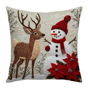 <b>Christmas</b> Pillowcases Festive <b>Reindeer</b> and Bunny Decorations Sofa Decorations 45x45cm Square Plush Soft Fashionable - Product Image 5