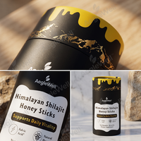 Bâtonnets de miel au Shilajit de marque privée, Résine himalayenne pure, Miel biologique, Bâtonnets de miel SHILAJIT pour hommes et femmes