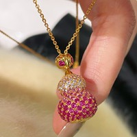 Collier en Argent Sterling 925 avec Diamant à Haute Teneur en Carbone, Forme Gourde, Réglable, Grand Stock, Dégradé, Shenzhen Shuibei, Prêt à Expédier
