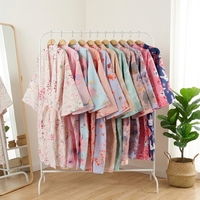 Pijamas de Algodón Personalizadas para Mujer, Primavera/Verano, Estilo Lujoso, Manga Larga, Cuello en V, Camisón/Bata de Baño Fresca al Tacto