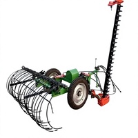 Râteau à foin combiné pour tondeuse, attache tracteur, largeur de travail 1400 mm, compatible 12-20 CV, équipement agricole intégré pour la coupe et le ramassage de l'herbe