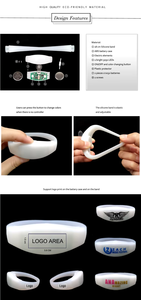 צמיד סיליקון עם תאורת לד המופעלת על ידי קול, נשלט מרחוק, לאירועים, צמיד לד בהתאמה אישית המופעל על ידי קול - Product Image 5