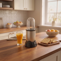 Mixeur Plongeant Électrique 200W, Capacité 0.4L, Faible Bruit, Contenant en Plastique, Commande par Bouton Poussoir pour Smoothies et Shakes