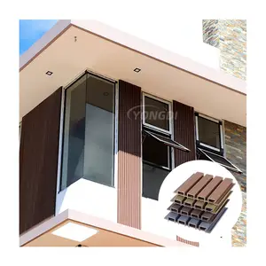 Wpc облицовка фасада здания композитная рифленая деревянная внутренняя внешняя стена алюминиевая обшивка древесно-зернистая панель