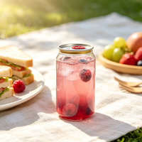 Bocaux en plastique PET de qualité alimentaire en gros, 355 ml, transparents, avec couvercle en aluminium pour thé aux perles, jus, café, boissons et eau pétillante