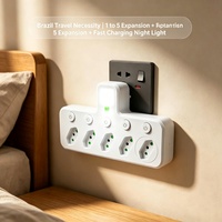 Prise Triangulaire Standard Brésilienne SUZHERM 3/4/5 Sorties 2 USB + 1 Type-C avec Interrupteur Individuel et Conception à Branchement Direct