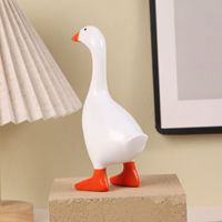 Porte-clés aimanté en résine blanche en forme de canard, peint à la main, pour entrée de maison, bureau, cadeau de pendaison de crémaillère