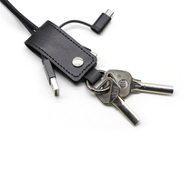 Novedad 2025, llavero 3 en 1 de cuero PU, cable de cargador USB tipo C para ordenador y auriculares, regalos promocionales de negocios