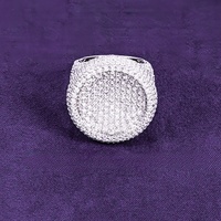 GRA D Couleur Bling Moissanite Iced Out Bague chevalière en forme de cercle pour hommes avec testeur de diamants en argent sterling 925