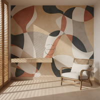 Papier peint mural amovible imperméable pour la décoration de la maison, art abstrait géométrique bohème