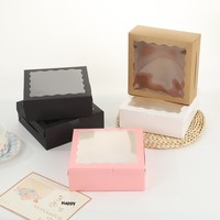 Boîte cadeau carrée pliable en papier spécial avec fenêtre, de qualité alimentaire, pour gâteaux et desserts - Vide