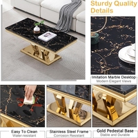 Usine Foshan Table basse en marbre de luxe Style rond moderne avec centre en métal doré pour la maison Ensembles de meubles de salon