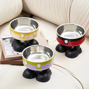 Cuenco elevado de plástico antichoque con diseño de gato para mascotas, para agua y comida, que protege la columna cervical y previene la espondilosis cervical en perros. - Product Image 2