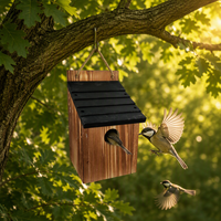 Nichoir mural en bois de pin robuste et écologique, étanche avec toit vert, abri extérieur pour l'élevage des oiseaux sauvages