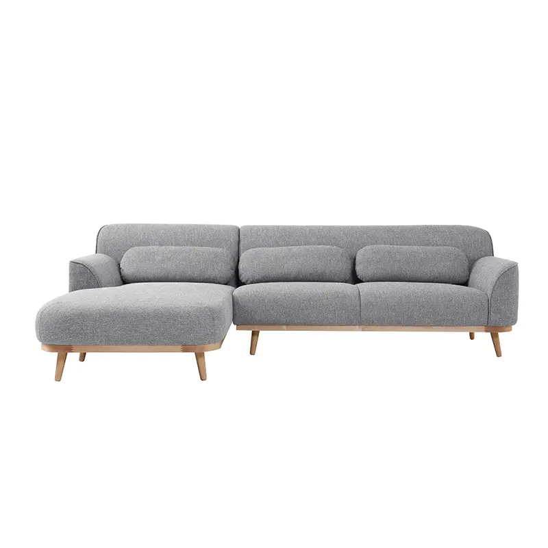 Nordic Stoffsofa-Set Möbel Design modernes Wohnzimmer Möbel L-Form geteiltes Sofa Holzbeine Couch-Sofa