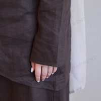 Ensemble 2 pièces minimaliste personnalisé pour femmes, haut asymétrique élégant et jupe, robe musulmane, mode islamique modeste, costume aspect lin