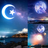 Lampe de Projection Terre-Lune 2 en 1 à LED, Projecteur de Ciel Étoilé USB Rotatif à 360°, Veilleuse