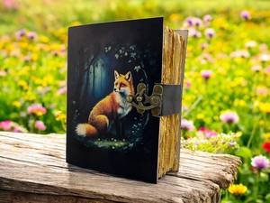 Grand Grimoire en cuir de renard pour femmes, carnet de notes vierge, livre des ombres, papier vintage épais, fait main - Product Image 4
