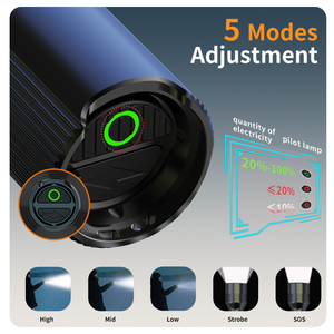 高ルーメン戦術懐中電灯1000LM | ランプビーズとアルミ合金ボディ付きUSB-C充電式LEDトーチ - Product Image 3
