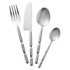 Ensemble de couverts modernes en acier inoxydable, design minimaliste, finition miroir haute brillance, résistant à la rouille, fourchette, couteau, cuillère, vaisselle de mariage - Product Image 1