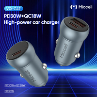 Miccell téléphone portable charge rapide 2 ports Usb Type C chargeur de voiture Mini Pd 30w usb c chargeur de voiture QC 3.0 pd type c chargeur