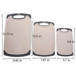 Multifunctional 3-Piece Wheat Straw and PP <b>Plastic</b> <b>Kitchen</b> Cutting Board Set Premium Chopping Blocks - Product Image 2