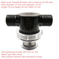 Filter Air Masuk Mesin Pencuci Lantai, Saringan Air Stainless Steel Tipe T, Penyaring Air Inline untuk Saluran Masuk Air Mesin Pencuci Lantai