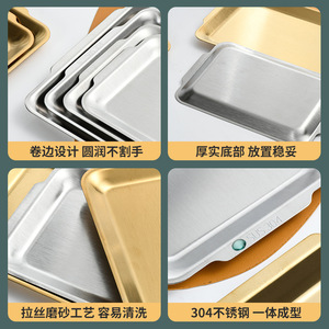Stainless Steel Serving Trays Gold Square Plate Durable Hotel Food Coffee Tea Use - Product Image 4