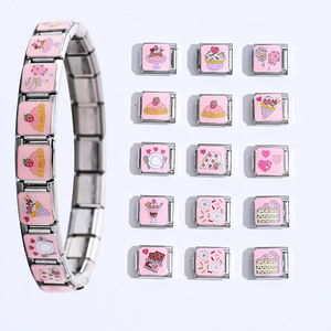 Cute Cartoon Modular <b>Bracelet</b> Zinc Alloy Women's Charm <b>Bangle</b> Ice Cream Cake DIY Gift Jewelry - Product Image 1