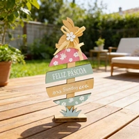 Décoration de table en bois de style nordique écologique personnalisée - Ornement lapin printanier pour étagère, bureau, cadeau, fournisseur