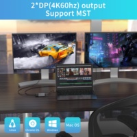 Adaptor Splitter USB-C ke Dual 4K, Konverter USB Type C ke Monitor Ganda 4K 60HZ, Hub USB C