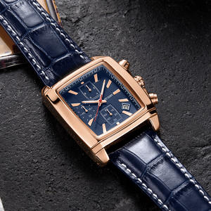 Montre pour homme en cuir véritable, chronographe multifonctionnel de style rétro, personnalisable. - Product Image 6