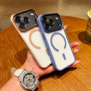 เคสโทรศัพท์ใสแบบแม่เหล็กพร้อมกรอบกล้องเรียบง่ายสำหรับ iPhone 17 16 15 14 Pro Max เลนส์สีดำ ฝาหลังใสแบบด้าน แข็งแรงทนทาน - Product Image 3