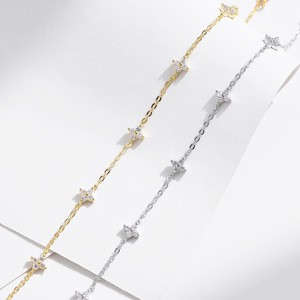 Bracelet en argent S925 poli, doré, avec zircons cubiques multi-étoiles, délicat, réglable, chaîne céleste, bijou élégant, cadeau - Product Image 5
